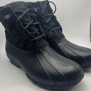 Sperry‎ Quilted Wool Saltwater Duck Boots- Black / dark grey- NWB- Women 10